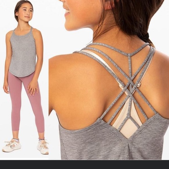 Ivivva Lululemon Serene Heart Tank grey size 12 tank tops dance yoga athletic - Picture 1 of 12